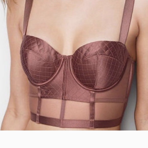 Victoria's Secret Other - Victoria’s Secret Very Sexy Satin Balconette Bustier Crop Top bra mauve
